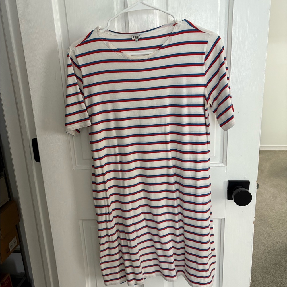 Kule Striped Red and Blue T-Shirt Dress